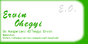 ervin ohegyi business card